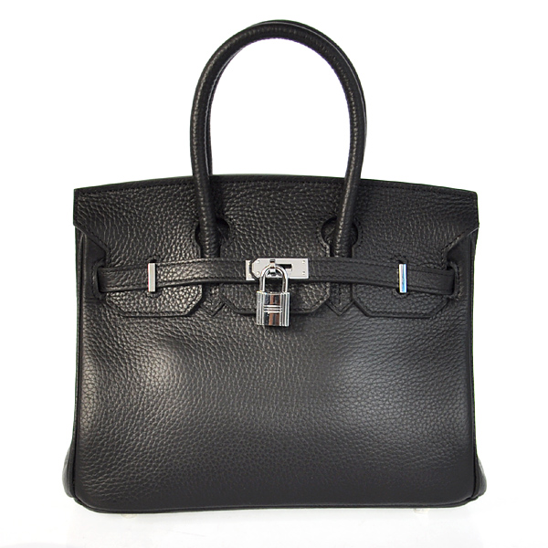 H25LSBS Hermes Birkin 25CM pelle Clemence in nero con argento